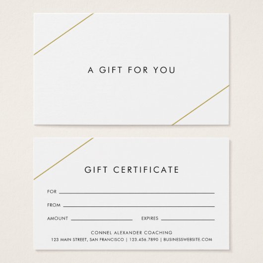 Simple Gold Lines Modern Business Certificat cadea (Devant & derrière)