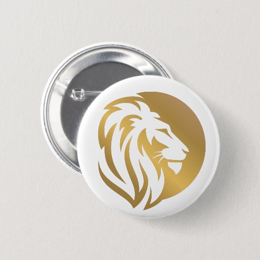 Simple Gold Lion Leo-Logo Ronde Button 5,7 Cm (Voorkant /achterkant)