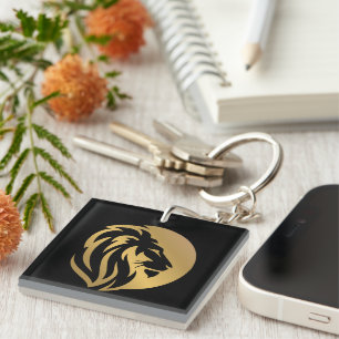 Simple Gold Lion Leo-Logo Sleutelhanger