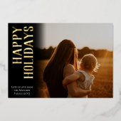 Simple Gold Modern Joyeux Vacances Famille Photo (Recto)