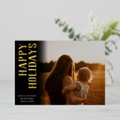 Simple Gold Modern Joyeux Vacances Famille Photo (Debout devant)