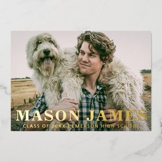 Simple Gold Modern Photo Faire-part de graduation (Recto)