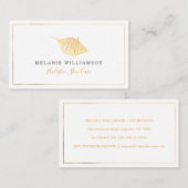 Simple Gold Natural Pressed Leaf Monogram Visitekaartje (Voorkant / Achterkant)