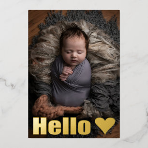 Simple Gold Photo Collage Hello Baby Faire-part