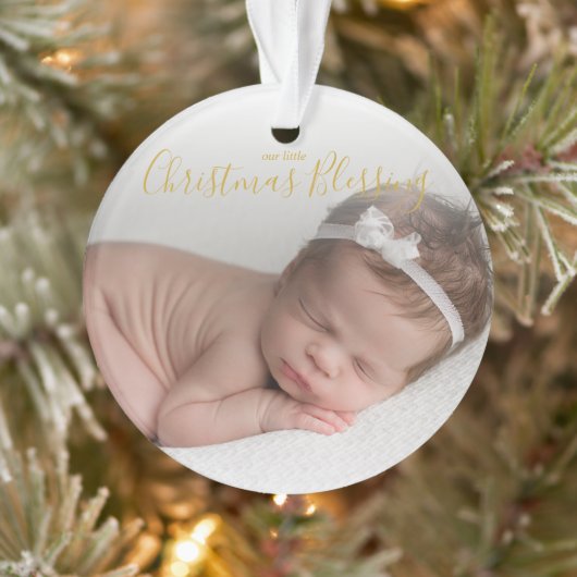 Simple Gold Photo First Christmas Elegant Baby (Arbre)