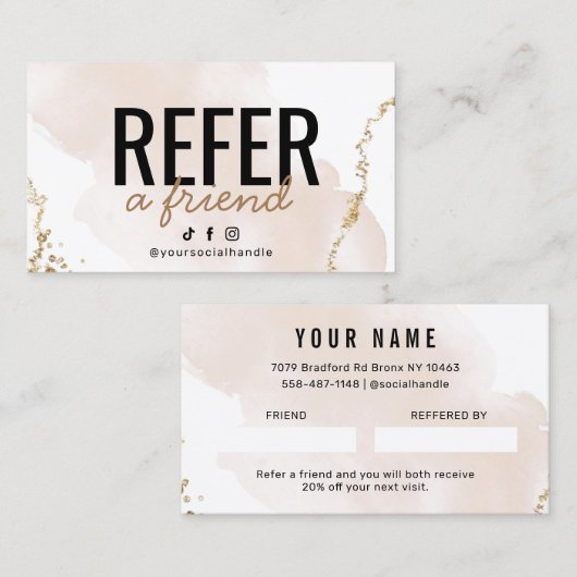 Simple Gold référencez une carte d'ami (Devant / Derrière)