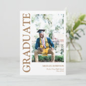 Simple Gold Script Custom Photo Graduation Aankondiging (Staand voorkant)