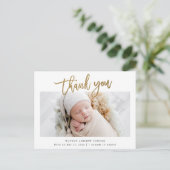 Simple Gold Script Foto Baby Dank u Briefkaart (Staand voorkant)