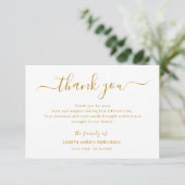 Simple Gold Script Funeral Merci note (Debout devant)