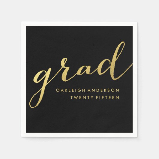 Simple Gold Script in zwart | Afstuderen servetten (Voorkant)