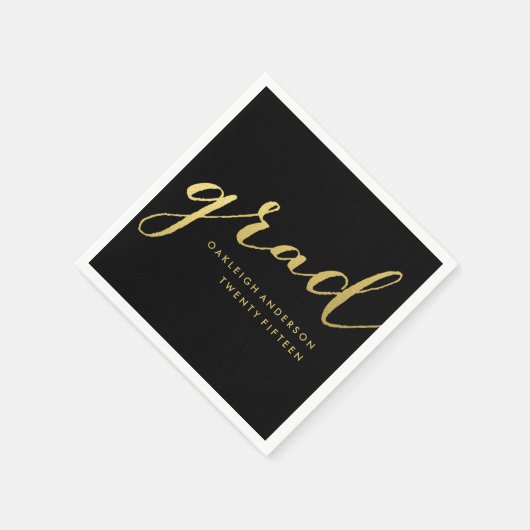 Simple Gold Script in zwart | Afstuderen servetten (Hoek)