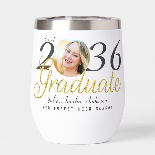 Simple Gold Script Mode One Photo Graduation (Arrière)