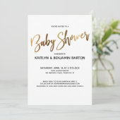 Simple Gold Typography Baby shower Kaart (Staand voorkant)