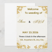Simple Gold Wedding Invitation – Soft & Elegant Mi Kaart (Voorkant / Achterkant)