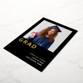 Simple Grad 2025 Real Gold Foil Faire-part noir (Rotation)