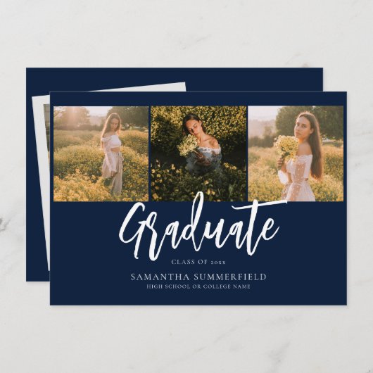 Simple Graduation 2025 Script Photos Faire-part (Devant / Derrière)