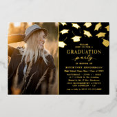 Simple Graduation Black Gold Foil Invitation (Recto)