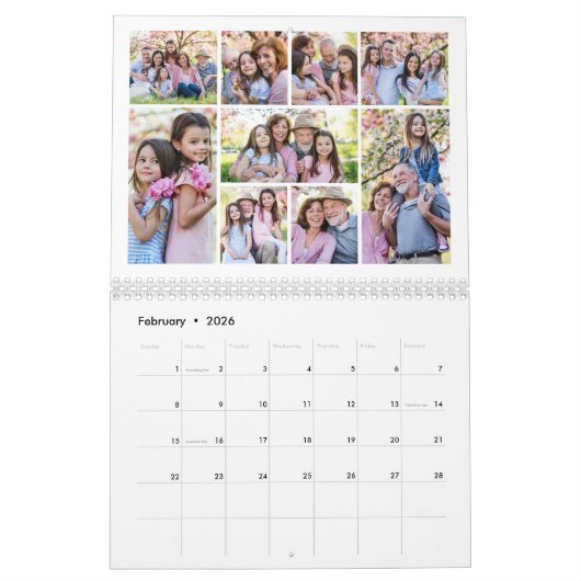 Simple Grandparents Photo Collage Kalender (Feb 2026)