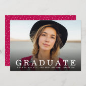 Simple Gras Confetti Graduation Faire-part (Devant / Derrière)