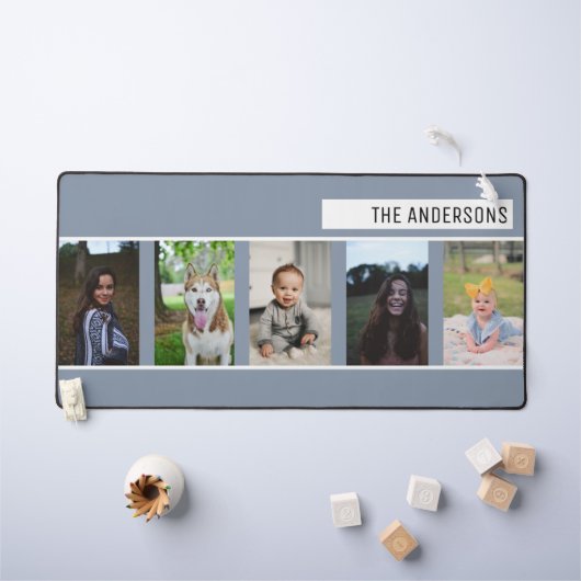 Simple Gray Custom Family Cinq Photo Collage (Tableau pour enfants)