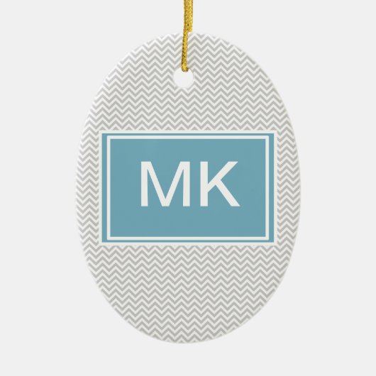 Simple Gray ZigZag Keramisch Ornament (Voorkant)