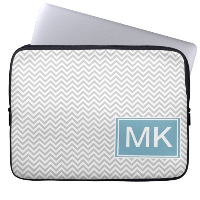 Simple Gray ZigZag Laptop Sleeve (Voorkant)