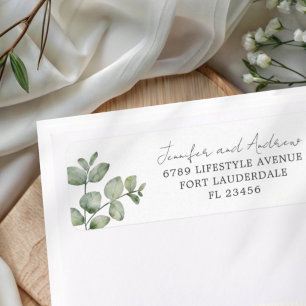 Simple Green Eucalyptus Retouradres Huwelijk Etiket