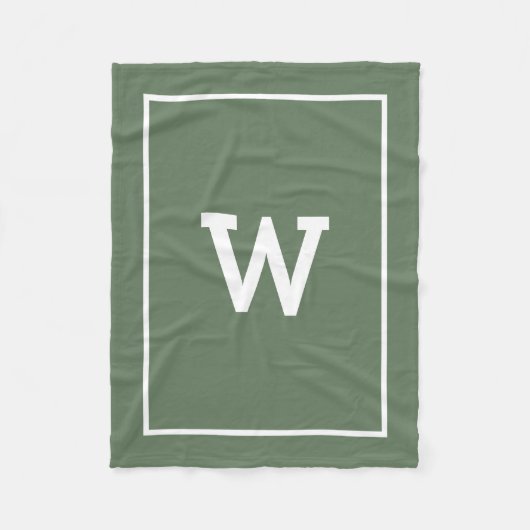 Simple Green Initiaal Monogram Fleece Deken (Voorkant)