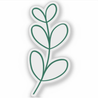 Simple Green Leaf Line Art Sticker