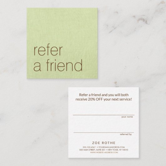 Simple Green Linen - Référence client (Devant / Derrière)