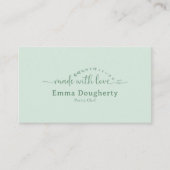 Simple Green Made with Love Typography Bakery Visitekaartje (Voorkant)