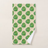 Simple Green Monstera Leaf Pattern on Light Beige (Serviette à main)