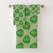 Simple Green Monstera Leaf Pattern on Sage Green (En situation)