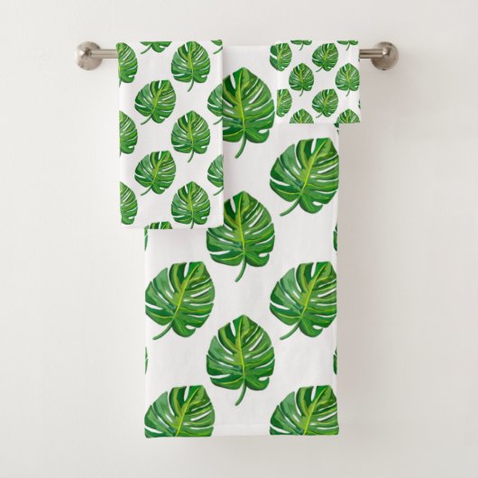 Simple Green Monstera Leaf Pattern on White (En situation)