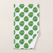 Simple Green Monstera Leaf Pattern on White (Serviette à main)
