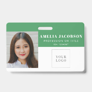 Simple Green Personeelsfoto ID Logo Streepjescode Badge