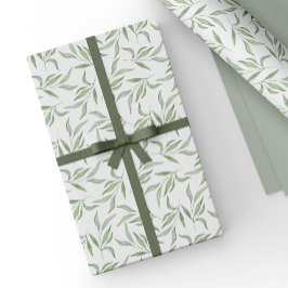 Simple Green Watercolor Leaves Botanical Pattern Cadeaupapier