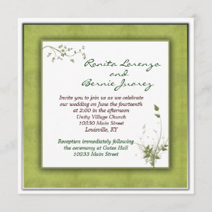 Simple Green Wedding Floral Kaart