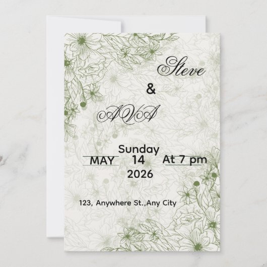 Simple Green Wedding Invitation (Devant)