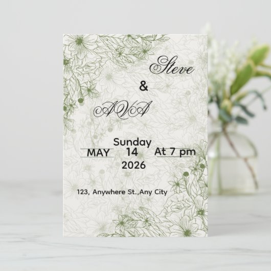 Simple Green Wedding Invitation (Debout devant)