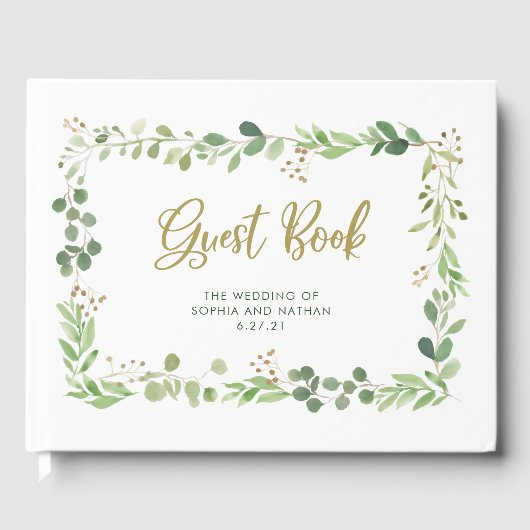 Simple Greenery | Bruiloft Gastenboek (Voorkant)