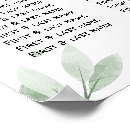 Simple Greenery Elegant Wedding Seating Chart Poster (Hoek)