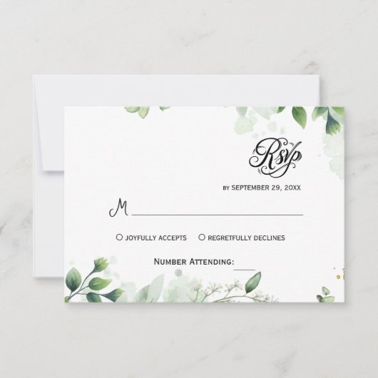 Simple Greenery Eucalyptus RSVP Invitation (Voorkant)