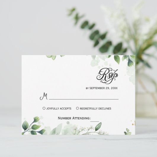 Simple Greenery Eucalyptus RSVP Invitation (Staand voorkant)
