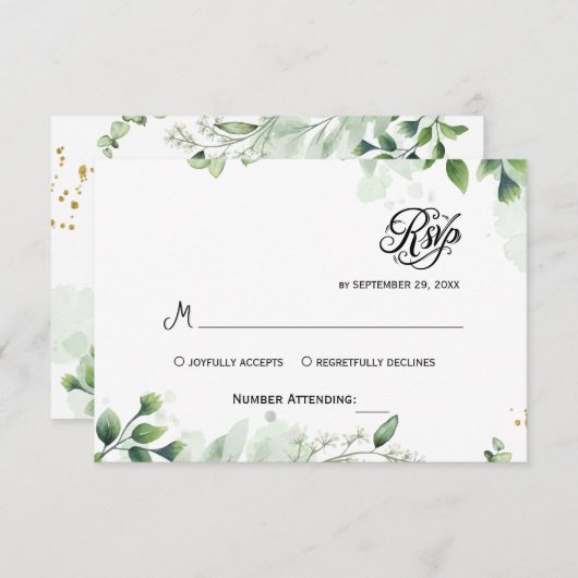 Simple Greenery Eucalyptus RSVP Invitation (Voorkant / Achterkant)