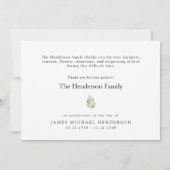 Simple Greenery Funeral Personalized Thank You Bedankkaart (Achterkant)