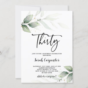 Simple Greenery Invitation au 30e anniversaire