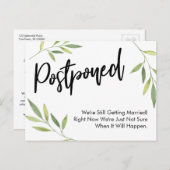 Simple Greenery Postponed Wedding Update Briefkaart (Voorkant / Achterkant)