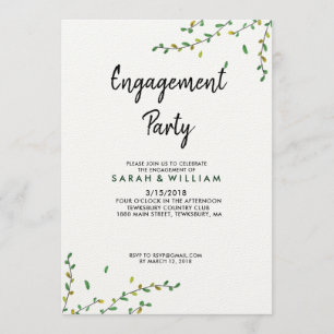 Simple Greenery Verloving Invitation Kaart