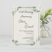 Simple Greenery Wedding Anniversary Invitations Kaart (Staand voorkant)